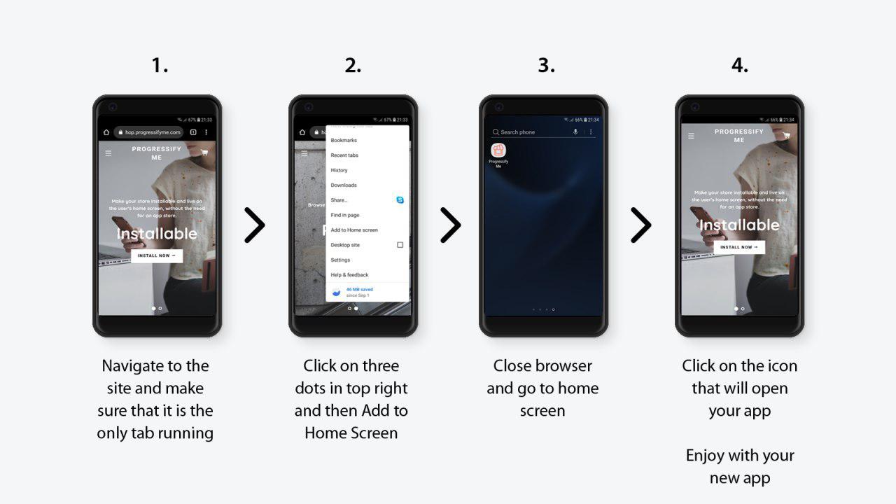 Install Shopify PWA application on Android
