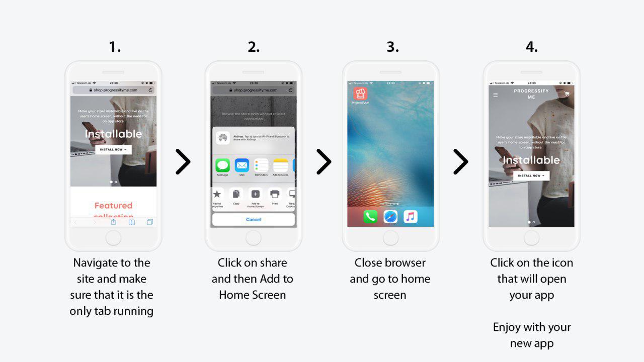 Install Shopify PWA application on iPhone